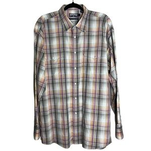Panhandle Slim Plaid Western Snap Button Long Sleeve Shirt Purple Grey, size L